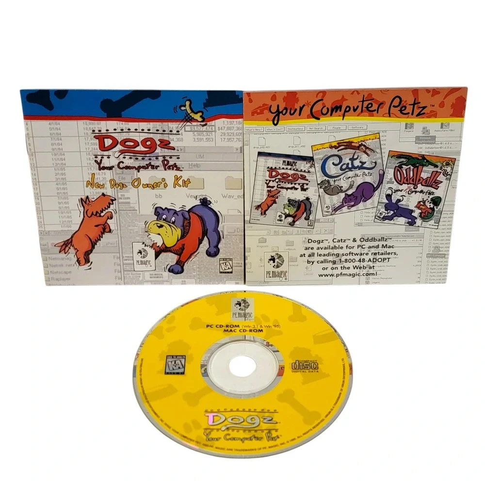 VTG 90s Dogz Your Computer Pet PC Game CD-ROM Virtual 1995‎ PF Magic Rated E K-A